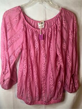 Poof Excellence Pink Lace Boho Blouse